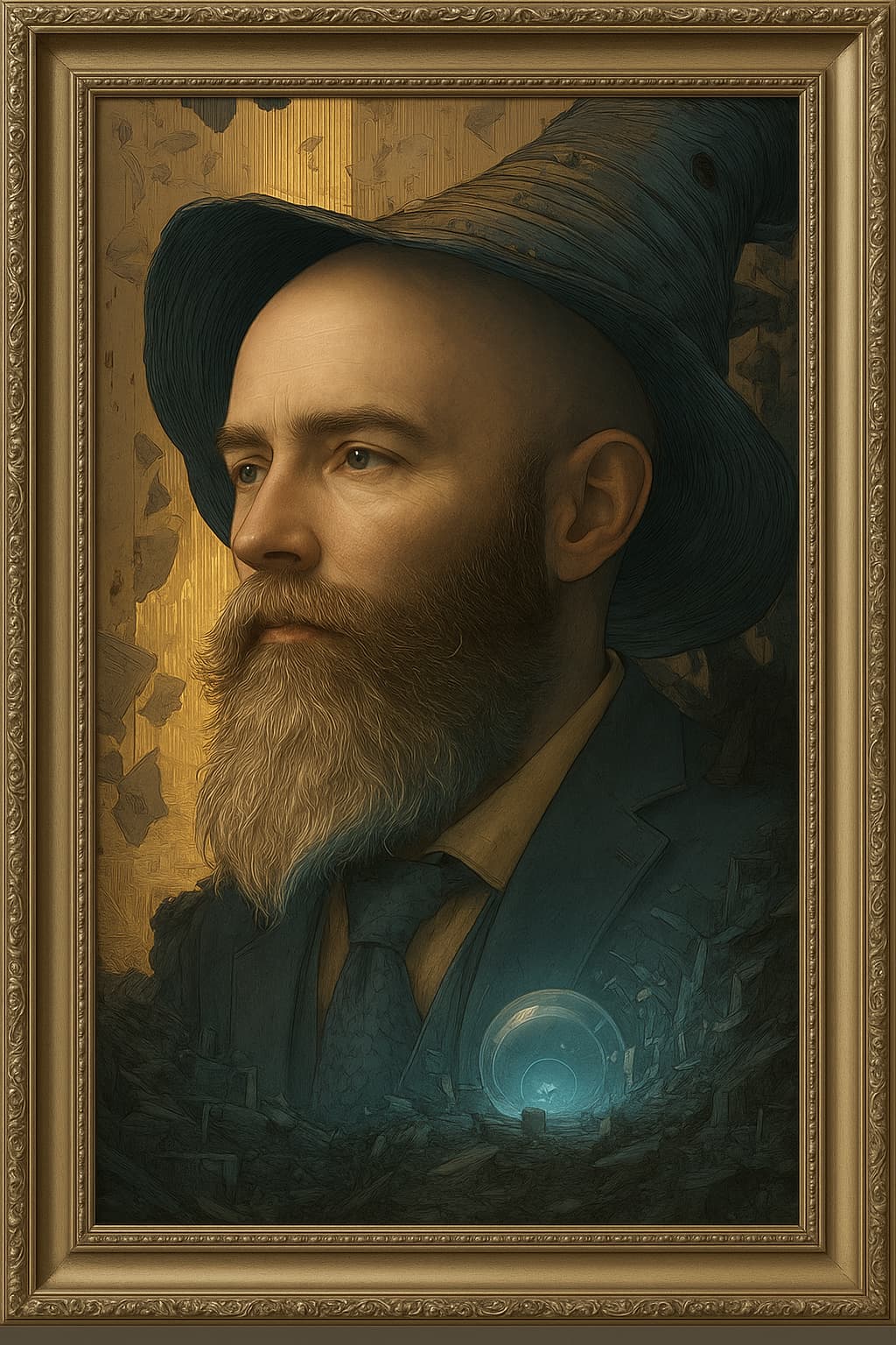 Illustrated portrait of Shawn Lenker in a forest setting